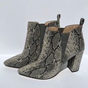 BCBG Maxazria Snakeskin High Heeled Booties